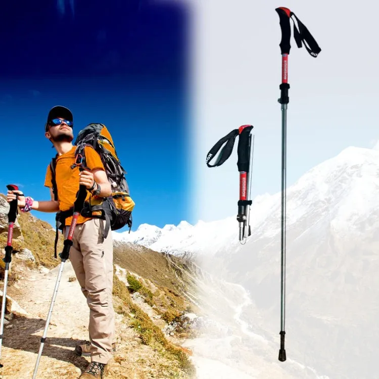 125cm Adjustable Portable Outdoor Aluminum Alloy Trekking Poles Stick(Red)