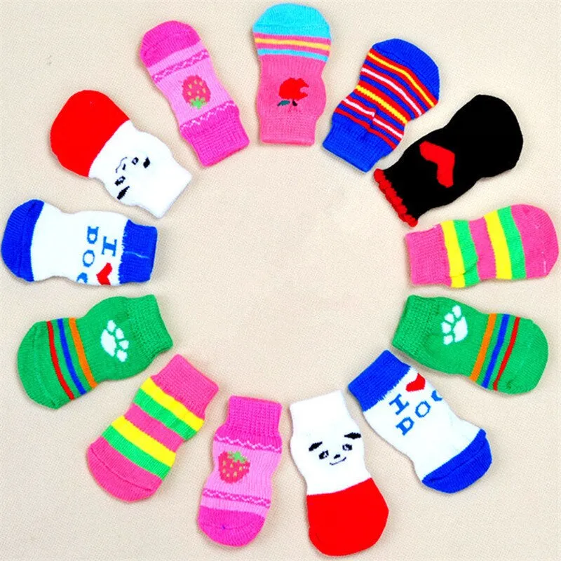 4 Pcs Set Soft Acrylic Pet Knits Socks