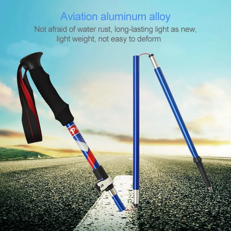 5 Node Portable Foldable Aluminium Alloy Alpenstocks Trekking Poles, Folding Length : 28.5CM (Green)