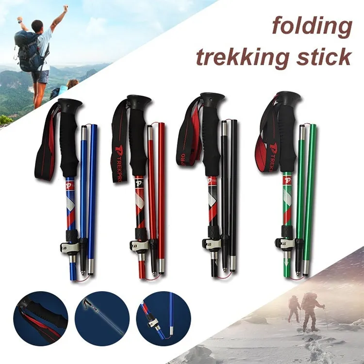 5 Node Portable Foldable Aluminium Alloy Alpenstocks Trekking Poles, Folding Length : 28.5CM (Green)