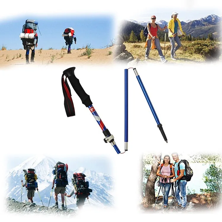 5 Node Portable Foldable Aluminium Alloy Alpenstocks Trekking Poles, Folding Length : 28.5CM (Green)