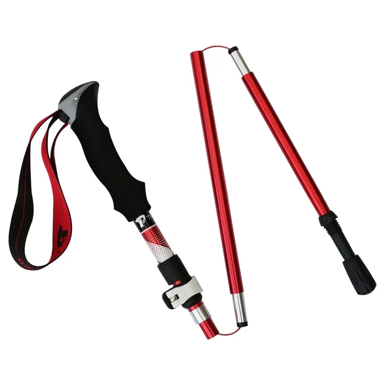 5 Node Portable Foldable Aluminium Alloy Alpenstocks Trekking Poles, Folding Length : 28.5CM (Red)