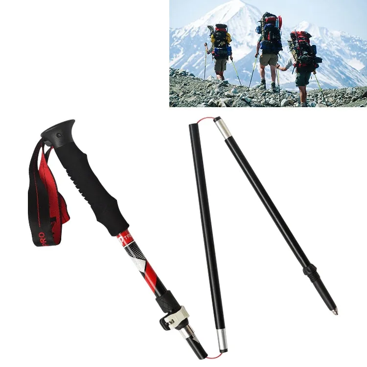 5 Node Portable Foldable Aluminium Alloy Alpenstocks Trekking Poles, Folding Length : 35CM (Black)