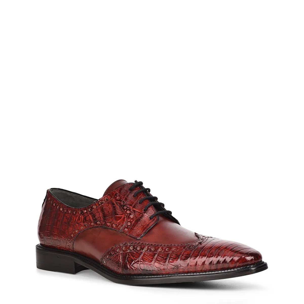 6B1FWBV-Cuadra came dress caiman leather wingtip derby shoes for men