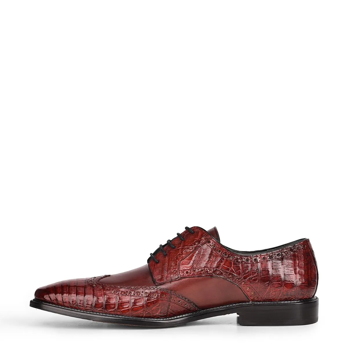 6B1FWBV-Cuadra came dress caiman leather wingtip derby shoes for men