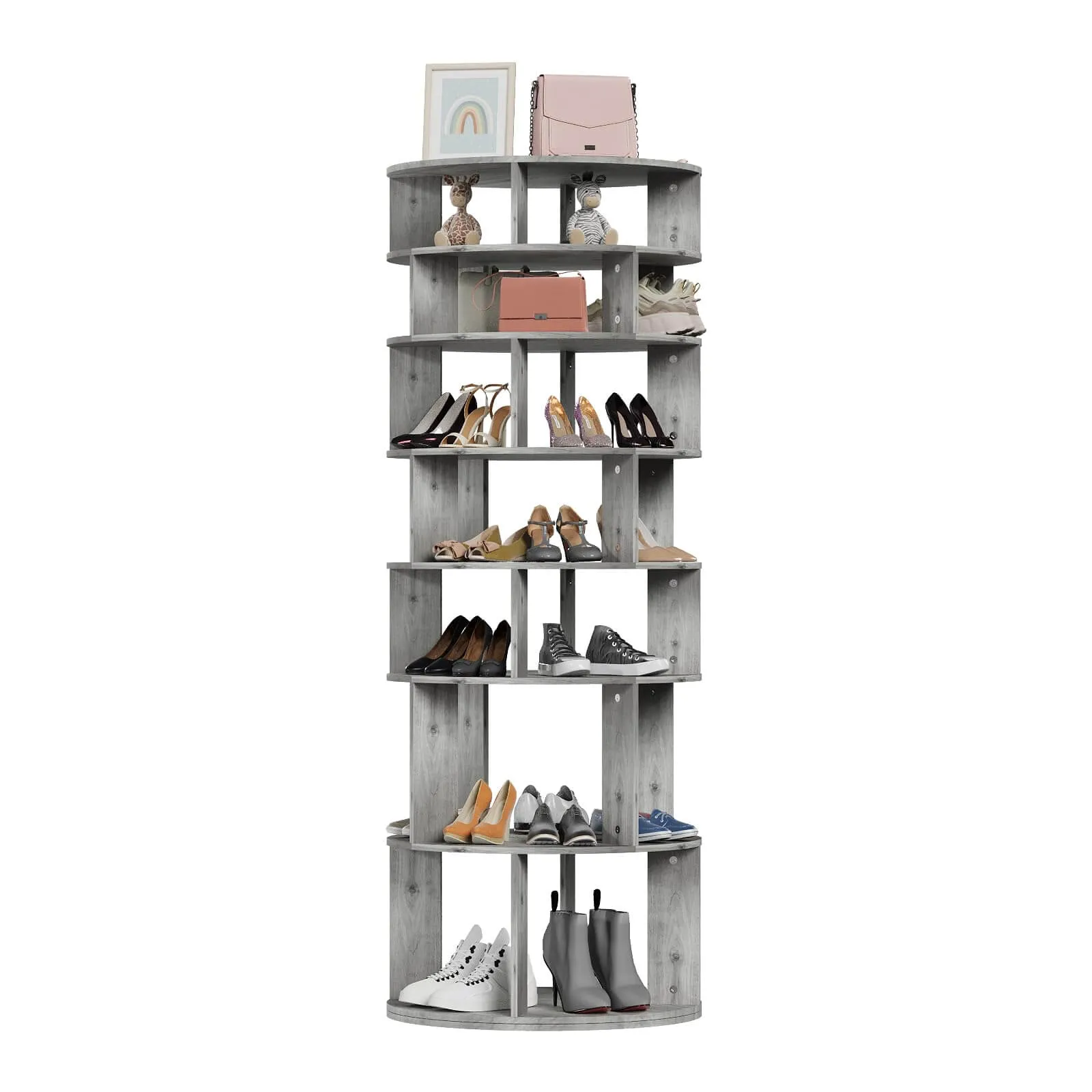 7 Tier Rotating Shoe Rack Spinning Display Shelf  IF077