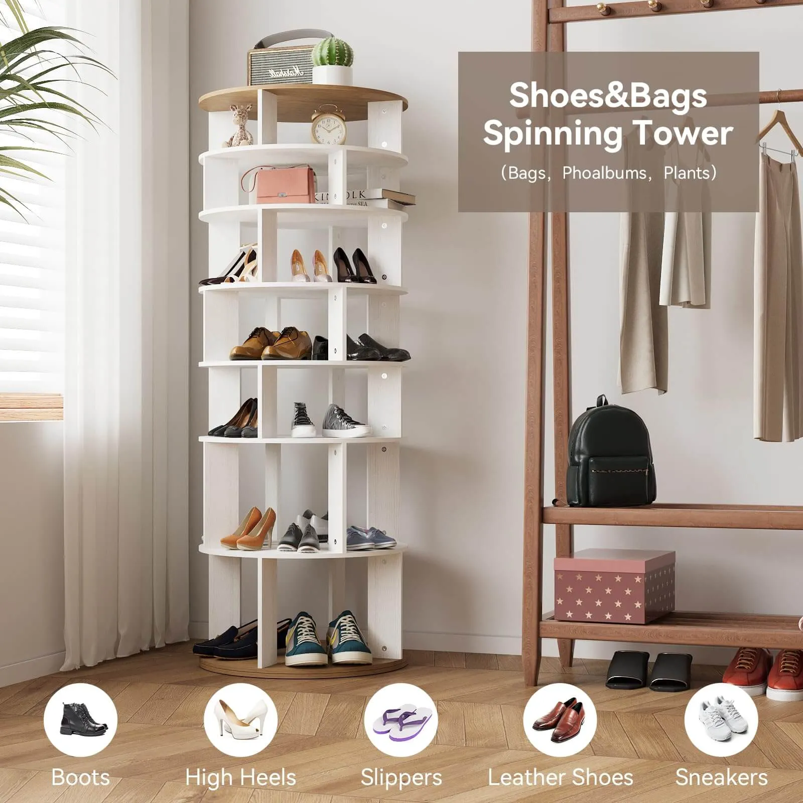 7 Tier Rotating Shoe Rack Spinning Display Shelf  IF077