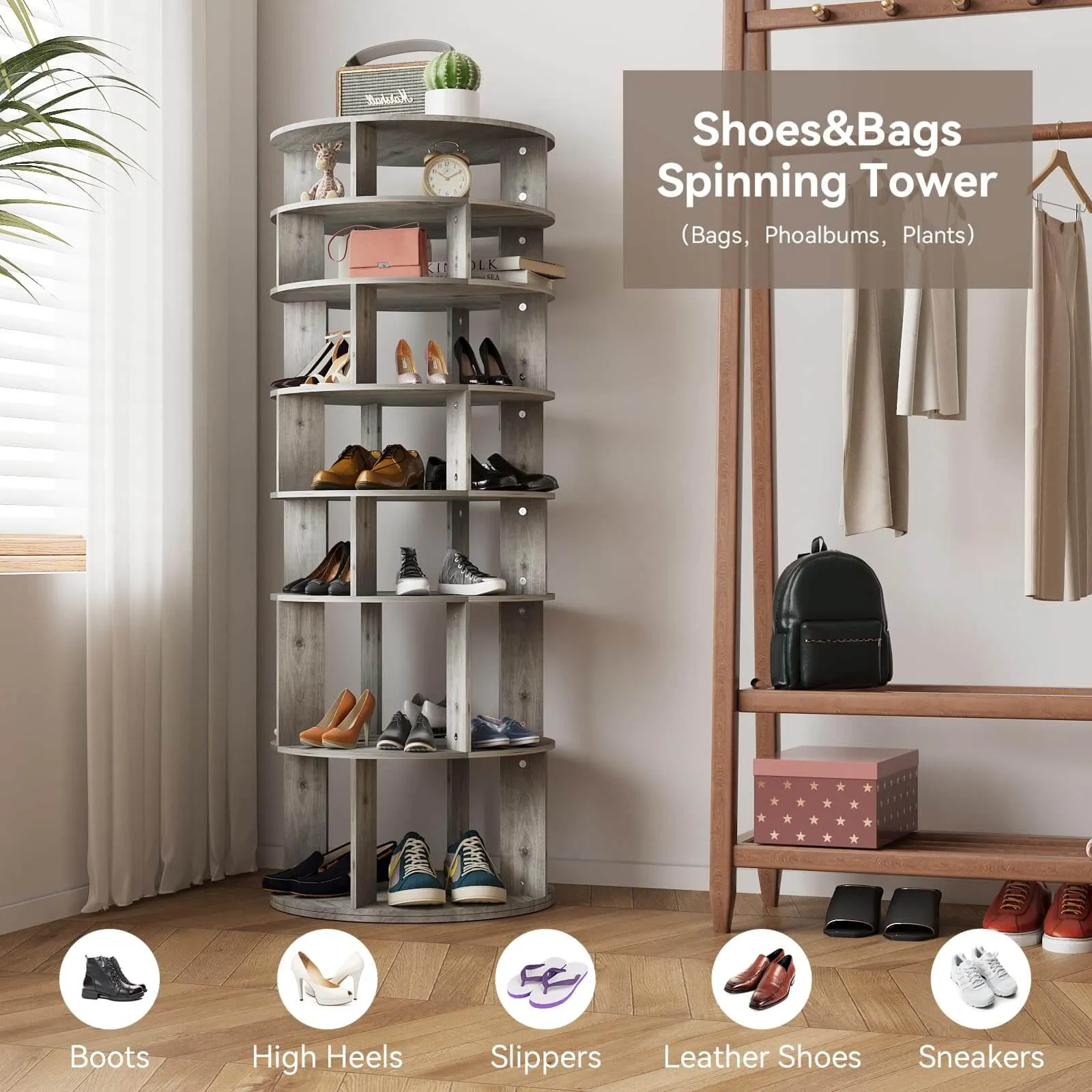 7 Tier Rotating Shoe Rack Spinning Display Shelf  IF077