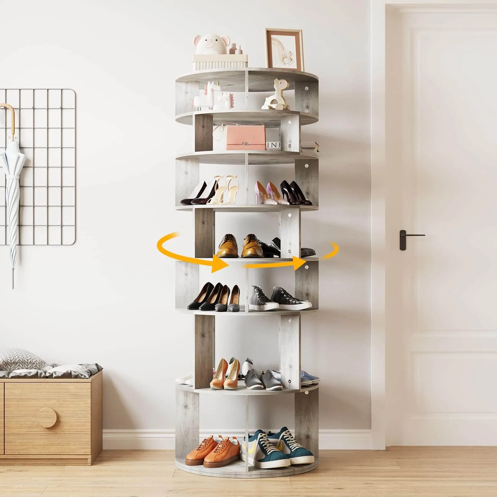 7 Tier Rotating Shoe Rack Spinning Display Shelf  IF077