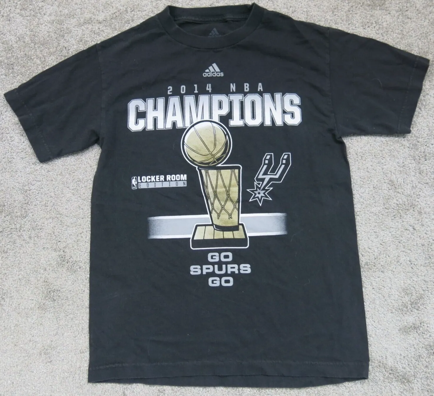 Adidas Men's Champion SPURS NBA Graphics T Shirt Short Sleeves Black Size S