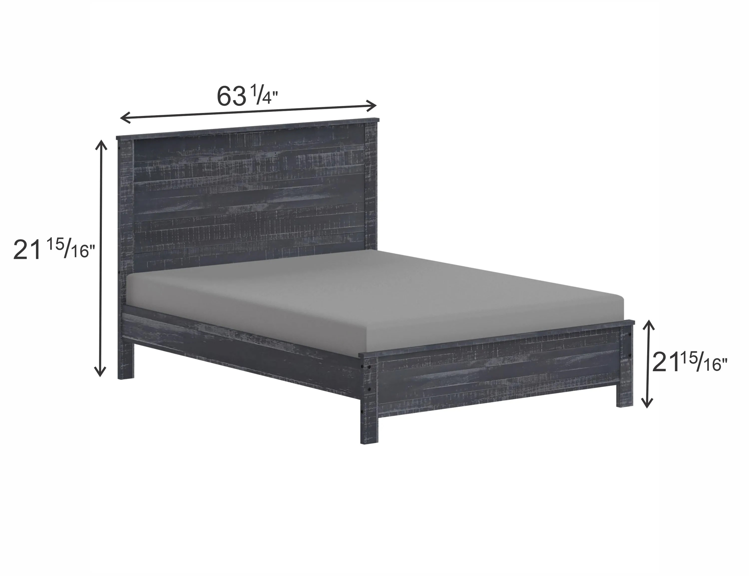 Albany Solid Wood Grey Bed Wooden-Full