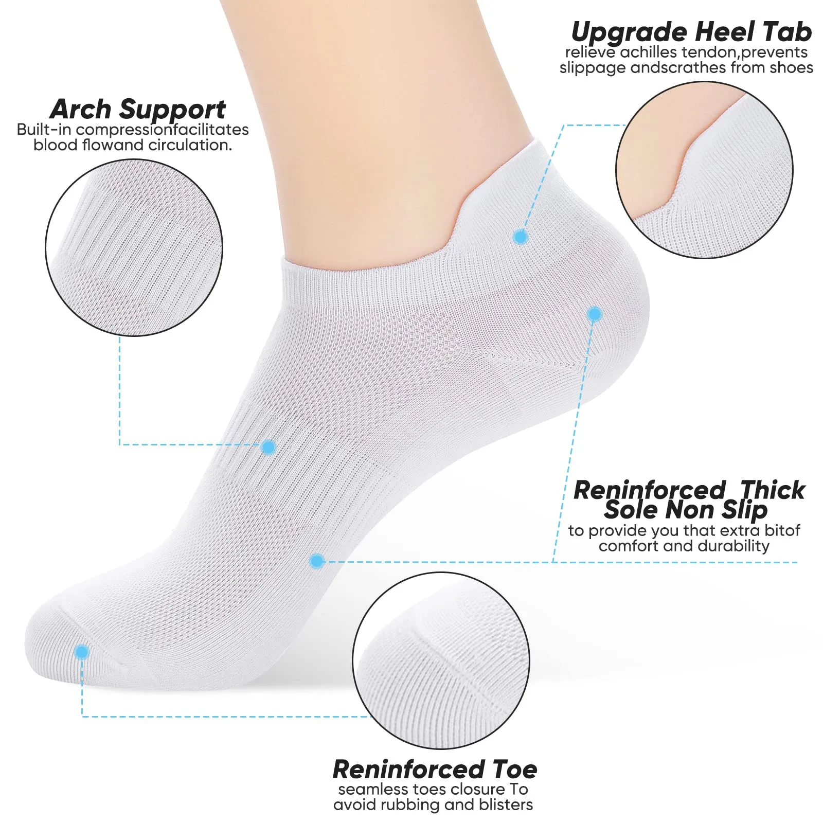 ATBITER Ankle Socks for Women, Thin Athletic Running Low Cut Tab Socks Sports No Show Socks 6/10-Pairs