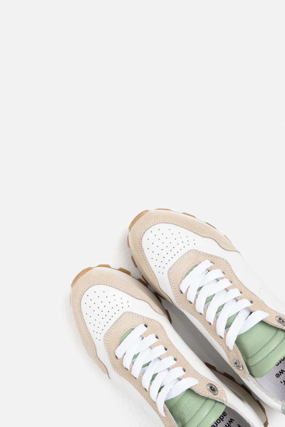 Avery Off White Pastel Green Chunky Sneakers