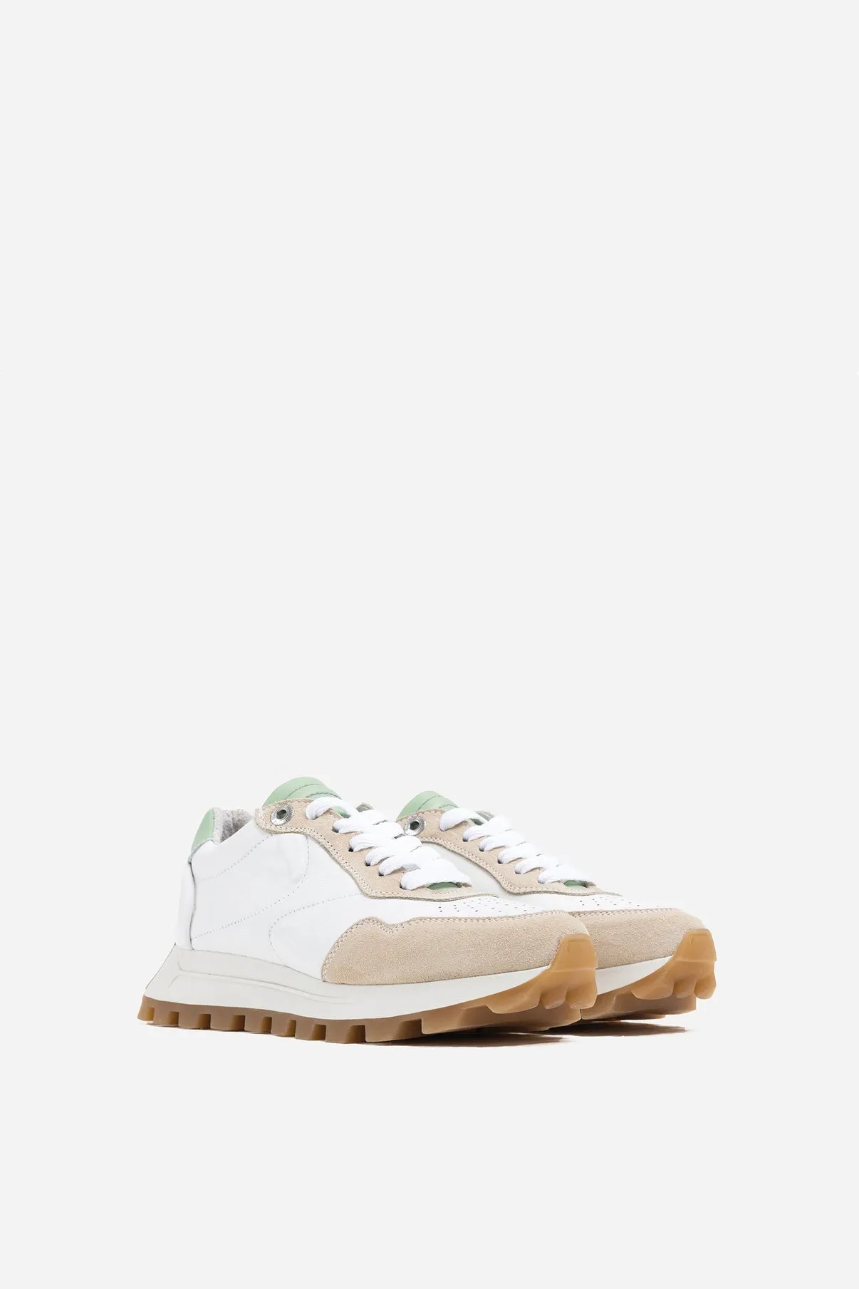 Avery Off White Pastel Green Chunky Sneakers