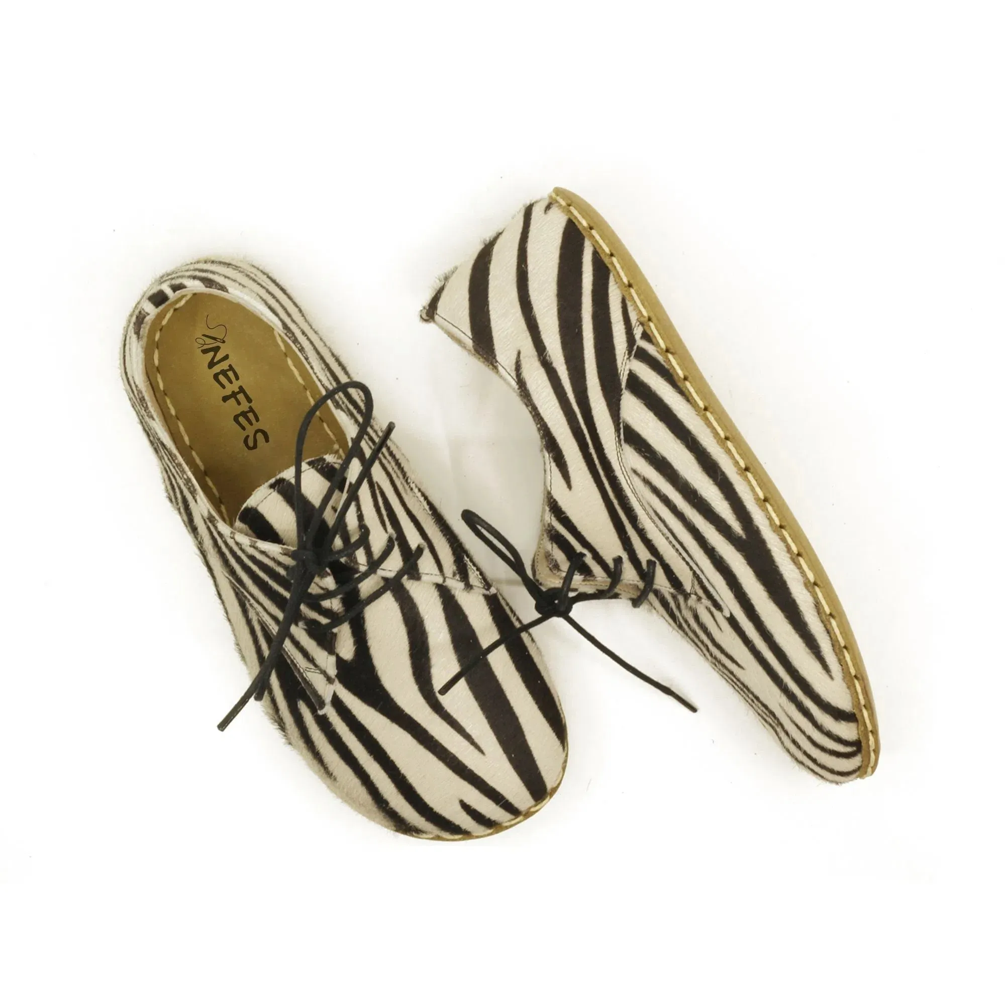 Barefoot Oxford Shoes Women - Laced Zebra