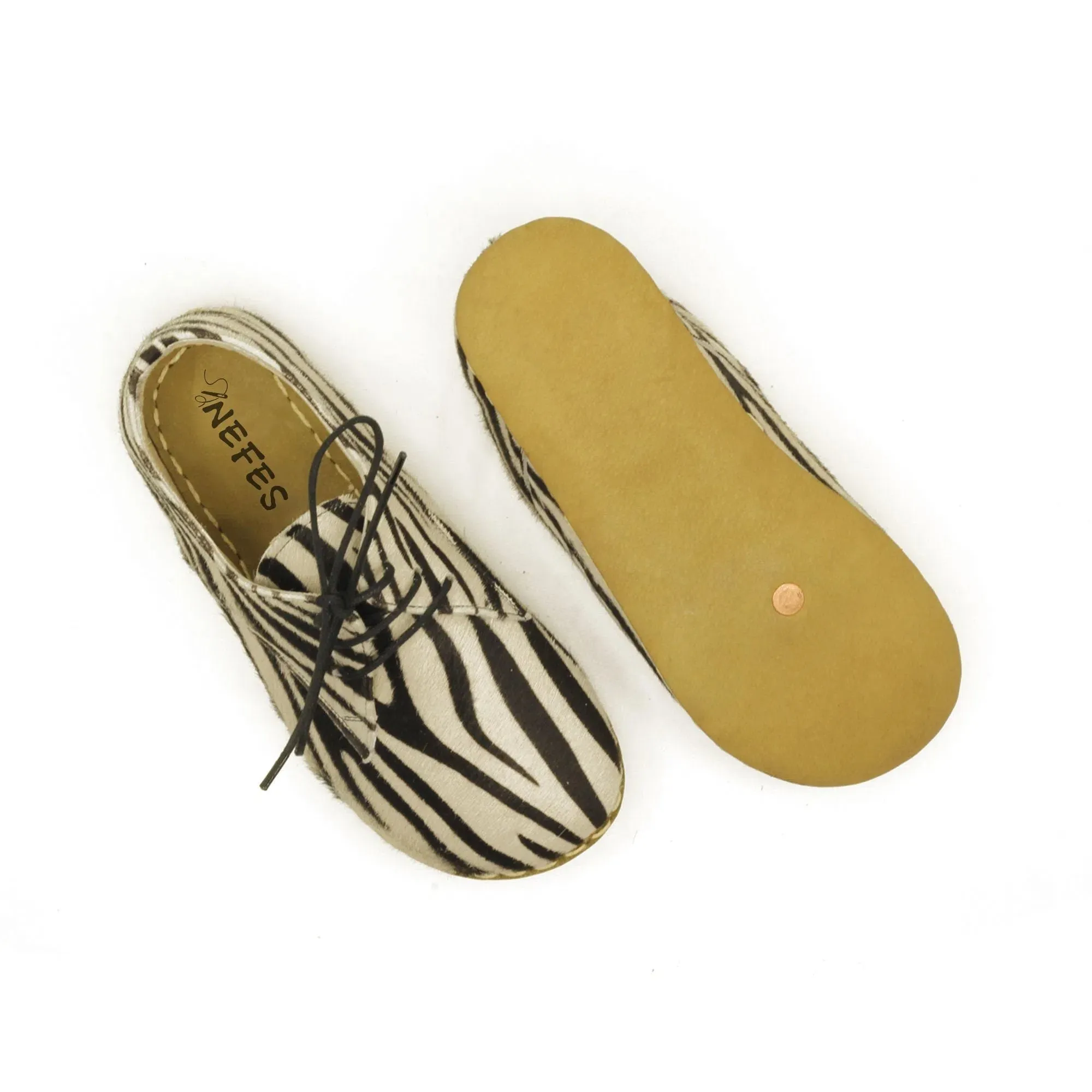 Barefoot Oxford Shoes Women - Laced Zebra