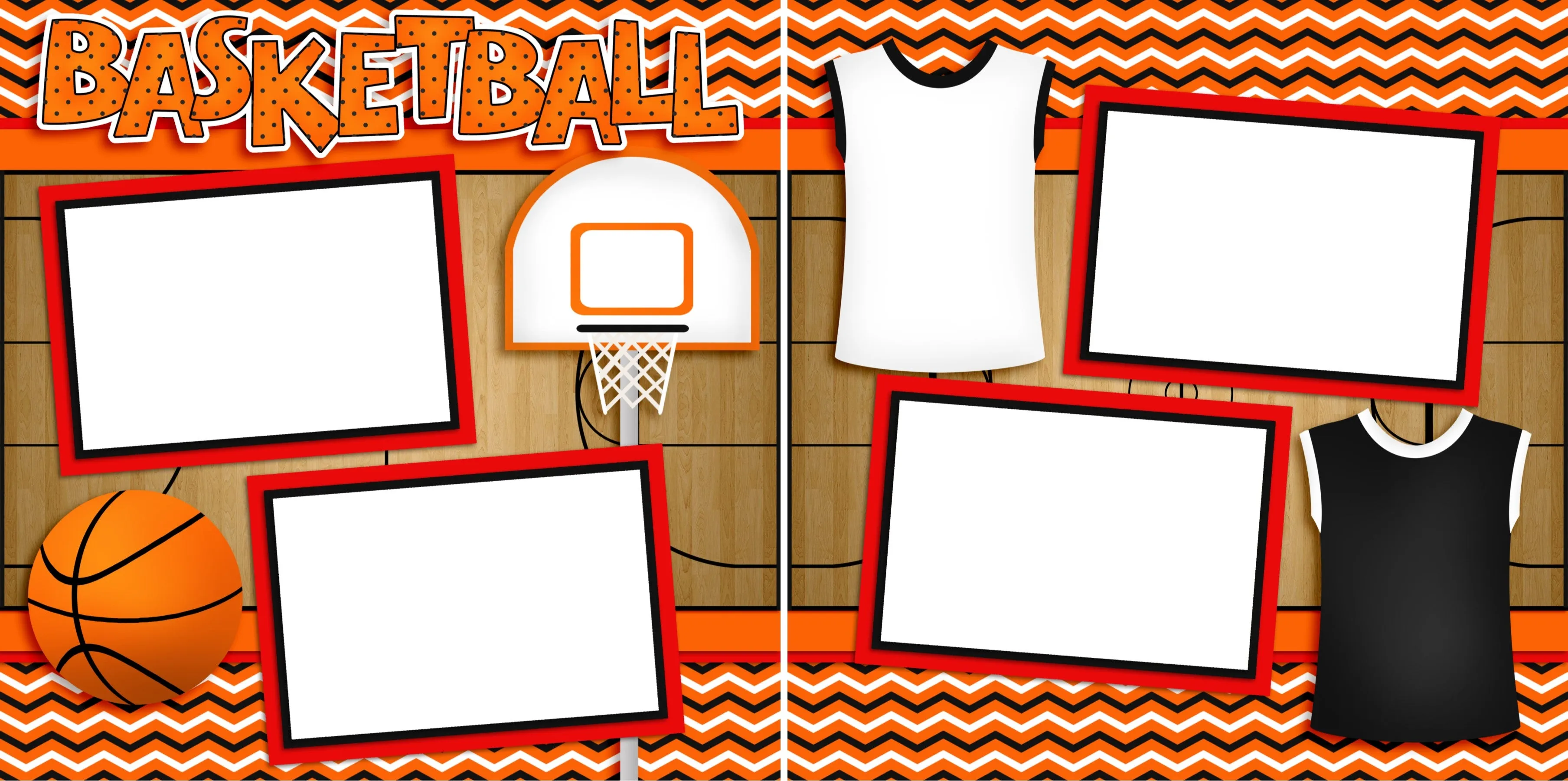 Basketball Game - Digital Scrapbook Pages - INSTANT DOWNLOAD