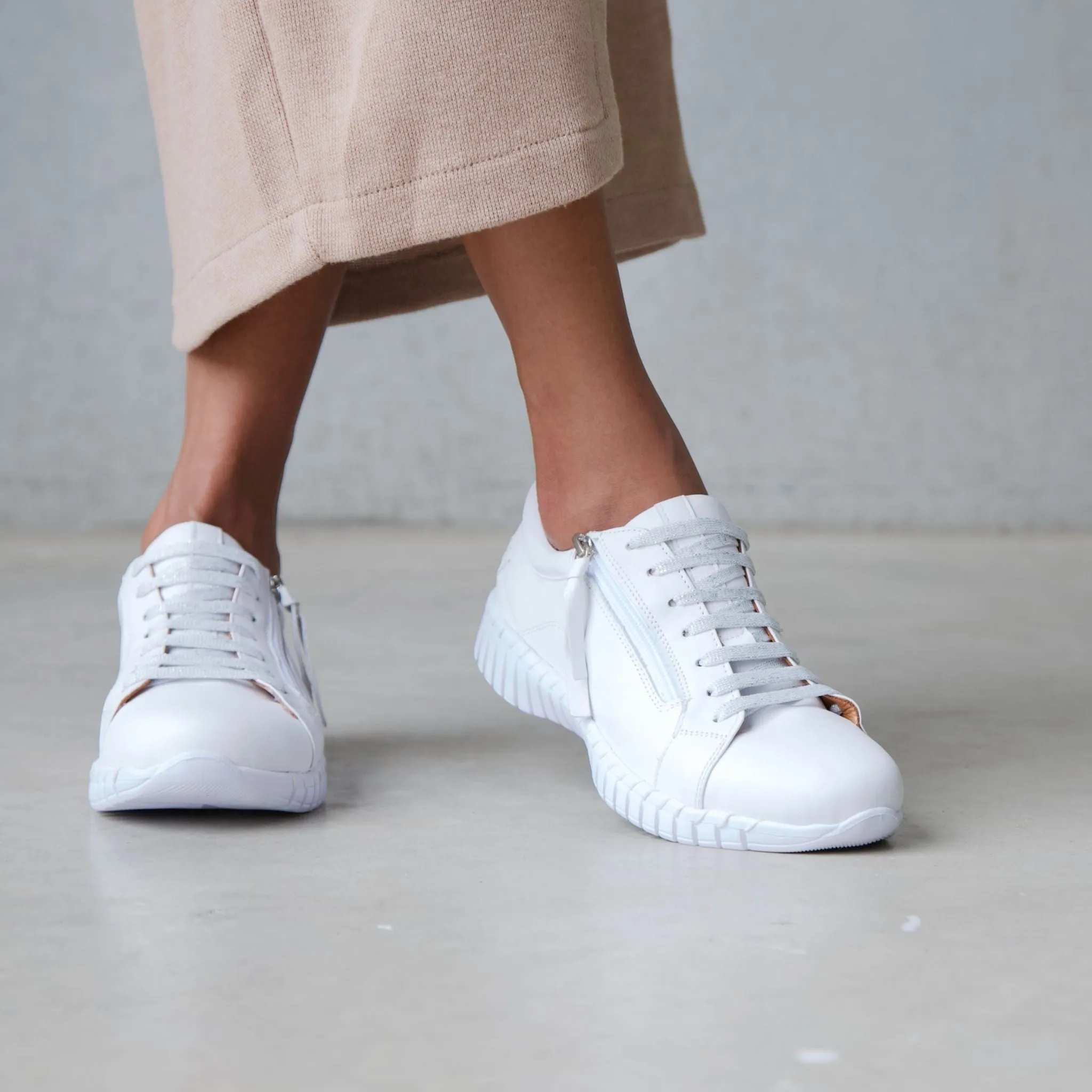 Bibi White Leather Sneakers