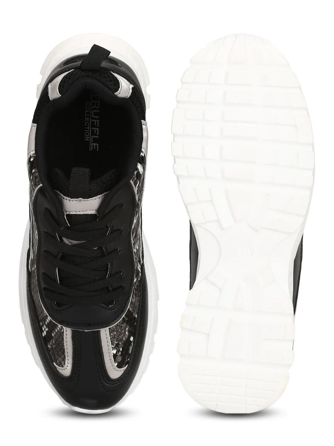 Black Snake Chunky Cleated Bottom Sneakers