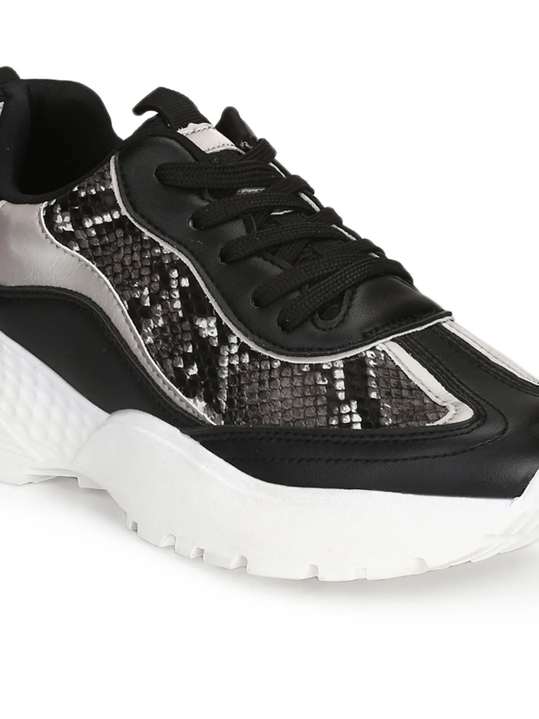 Black Snake Chunky Cleated Bottom Sneakers