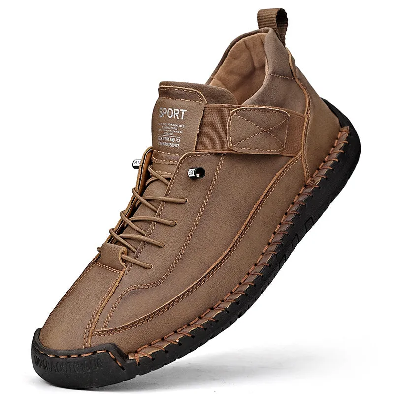 Bootara Autumn/Winter Vintage Men’s Mid-Top Martin Boots Outdoor Casual Work Shoes with Stitching