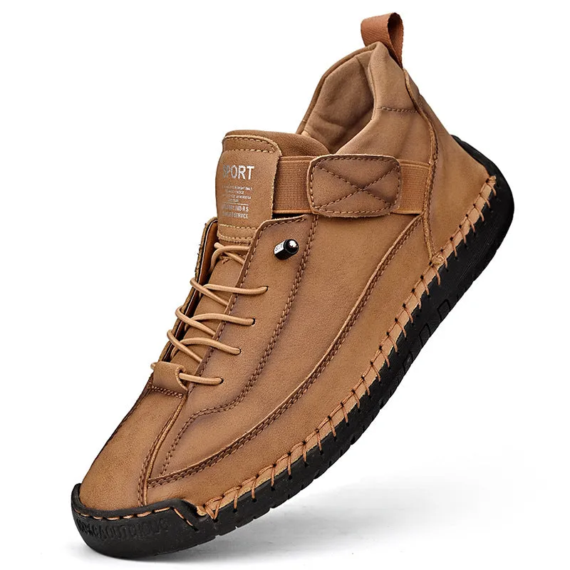 Bootara Autumn/Winter Vintage Men’s Mid-Top Martin Boots Outdoor Casual Work Shoes with Stitching