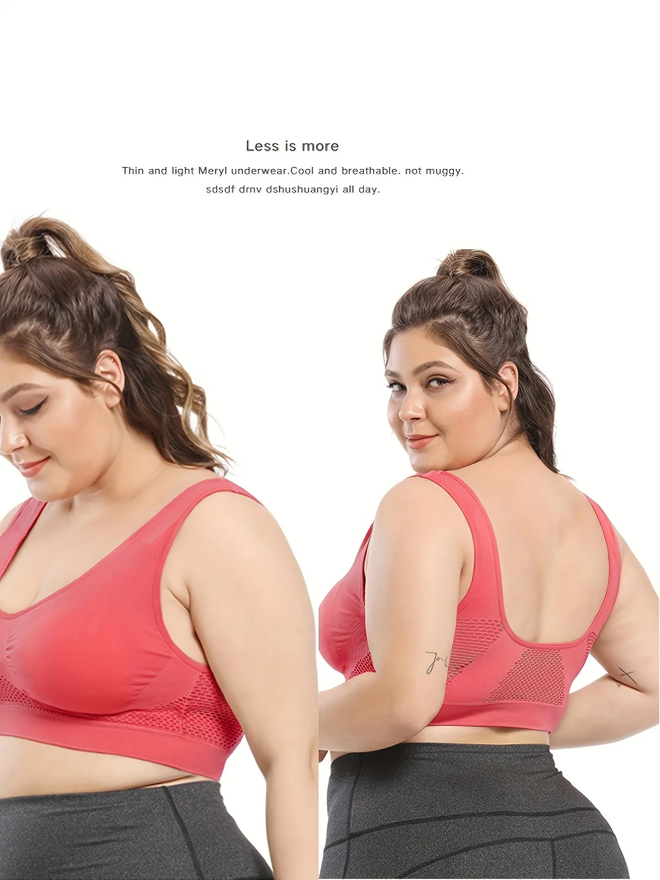 Breathable Plus Size Sports Bra with Pads - High Stretch and Seamless for Women