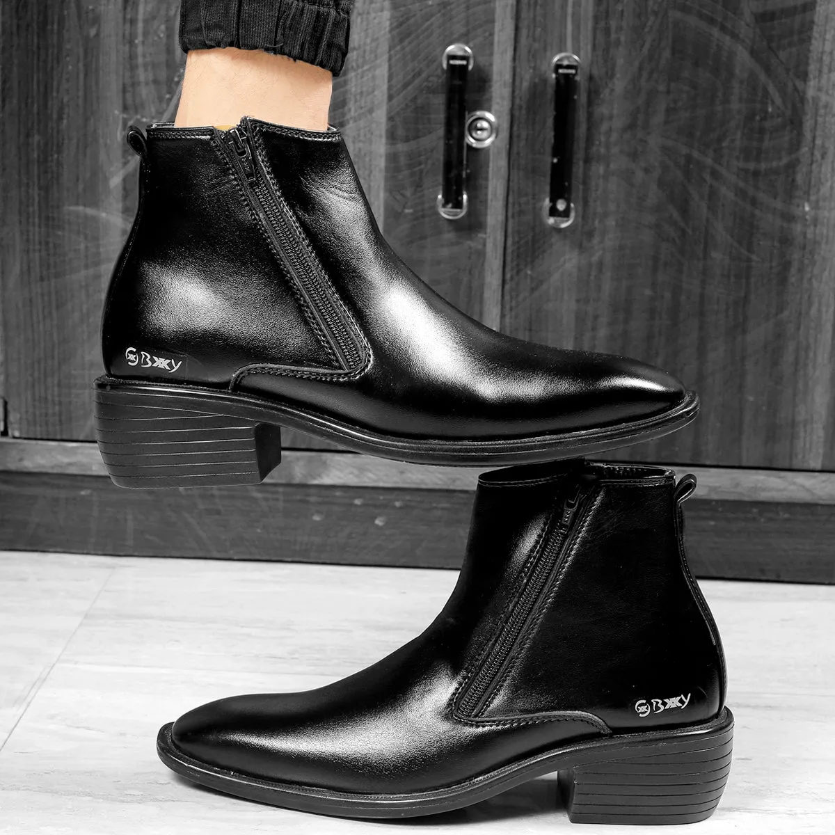 Bxxy Men's Elevator Zipper Boots