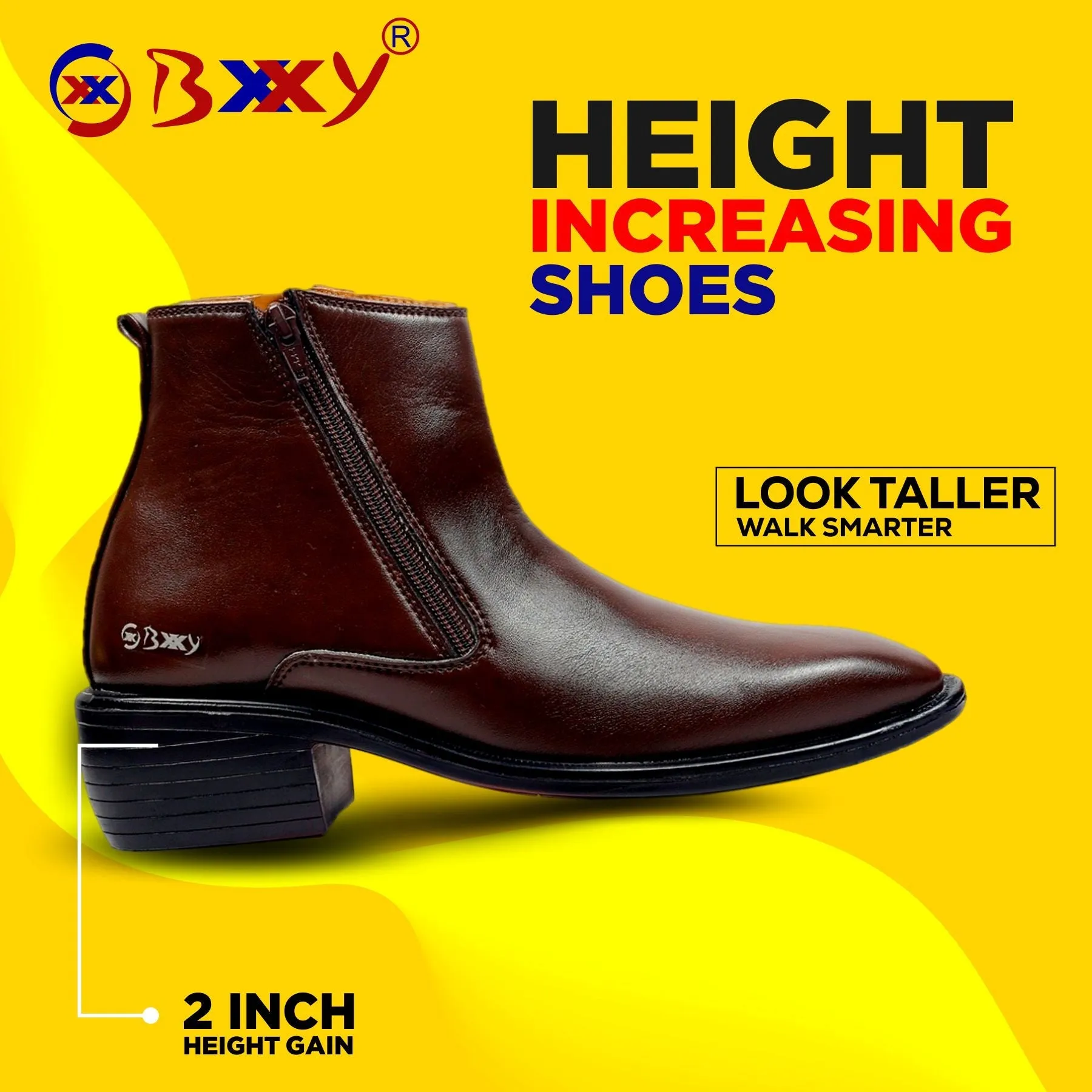 Bxxy Men's Elevator Zipper Boots