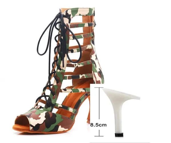 Camouflage Print Gladiator Ballroom Dance Shoes