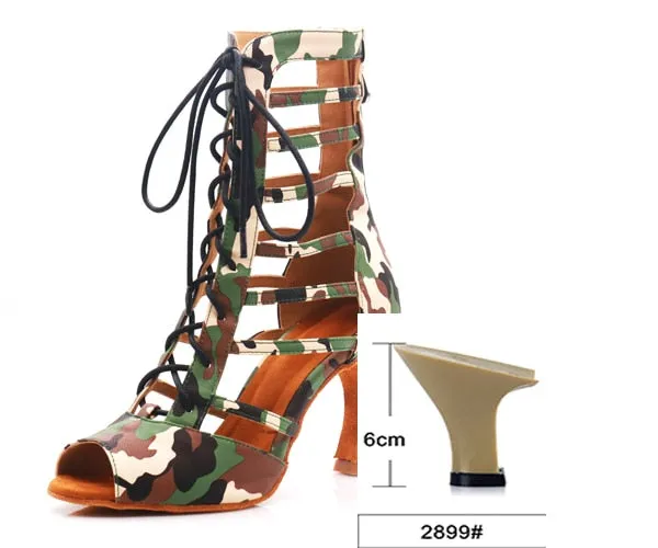 Camouflage Print Gladiator Ballroom Dance Shoes