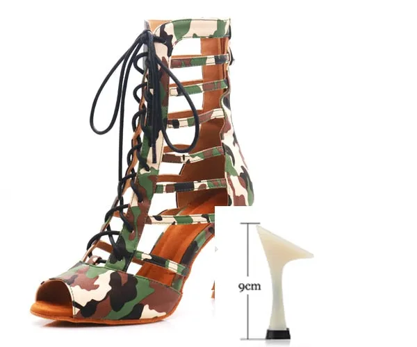 Camouflage Print Gladiator Ballroom Dance Shoes