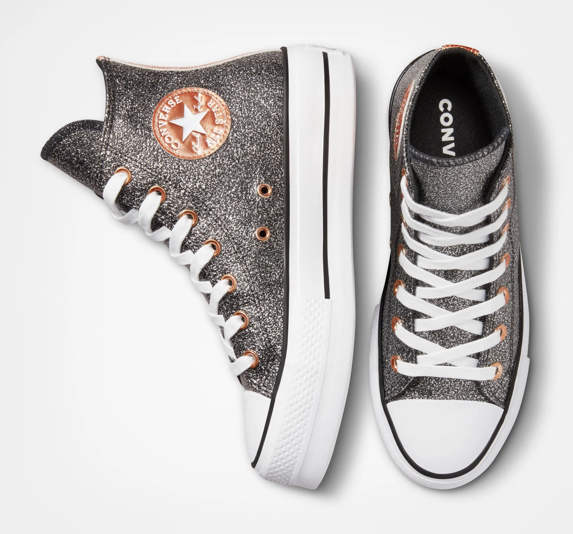 Chuck Taylor All Star Lift Platform Metallic Glitter Black