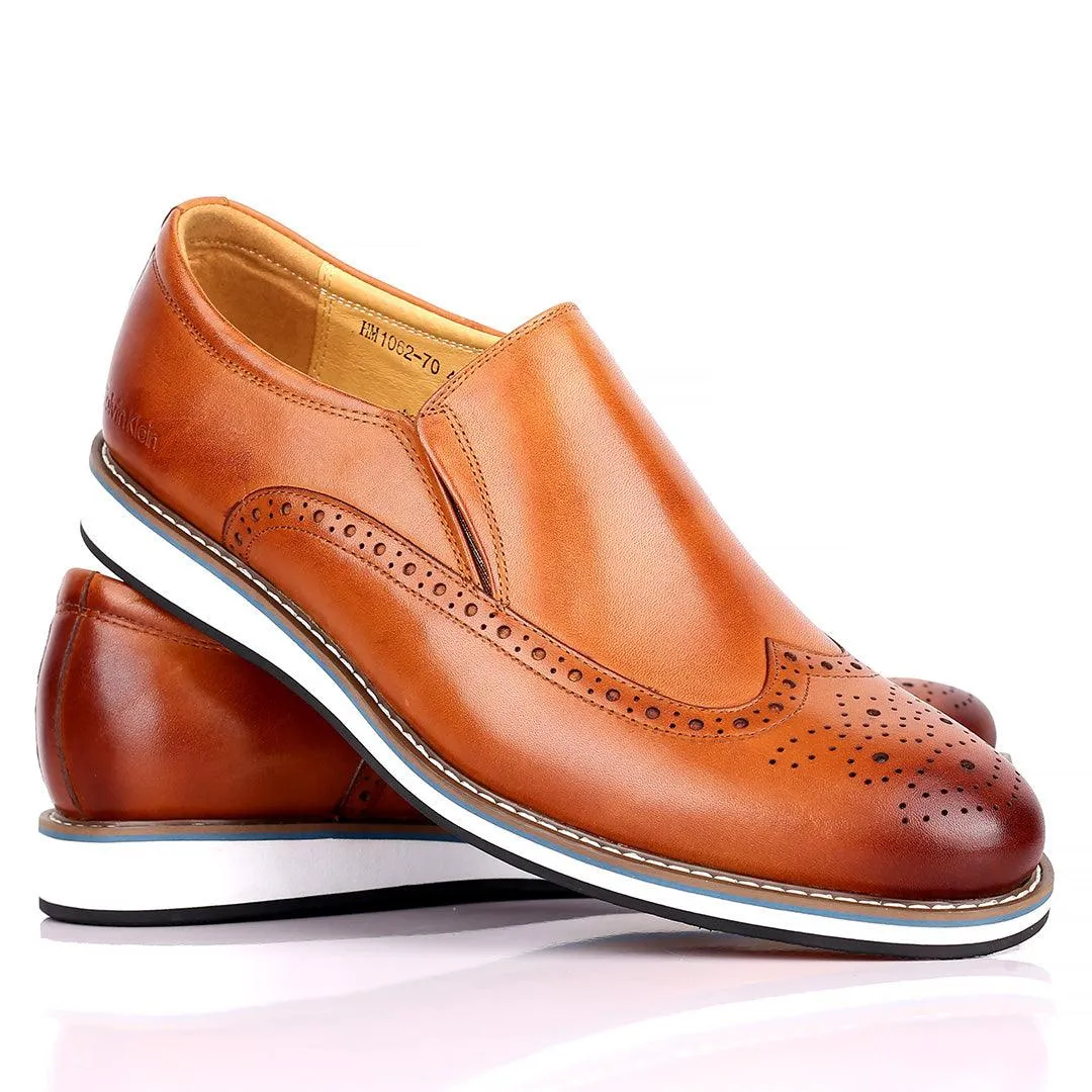 CK Classic  Brown Perforated Brogue With White Designed Sole Shoe