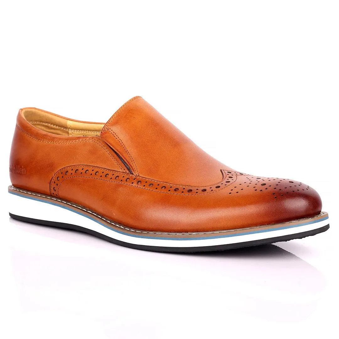 CK Classic  Brown Perforated Brogue With White Designed Sole Shoe