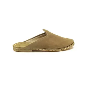 Closed Toe Leather Men's Slippers Nubuck Brown