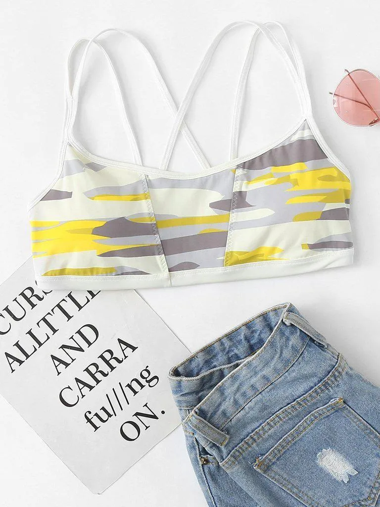 Colorblock Strappy Sports Bra