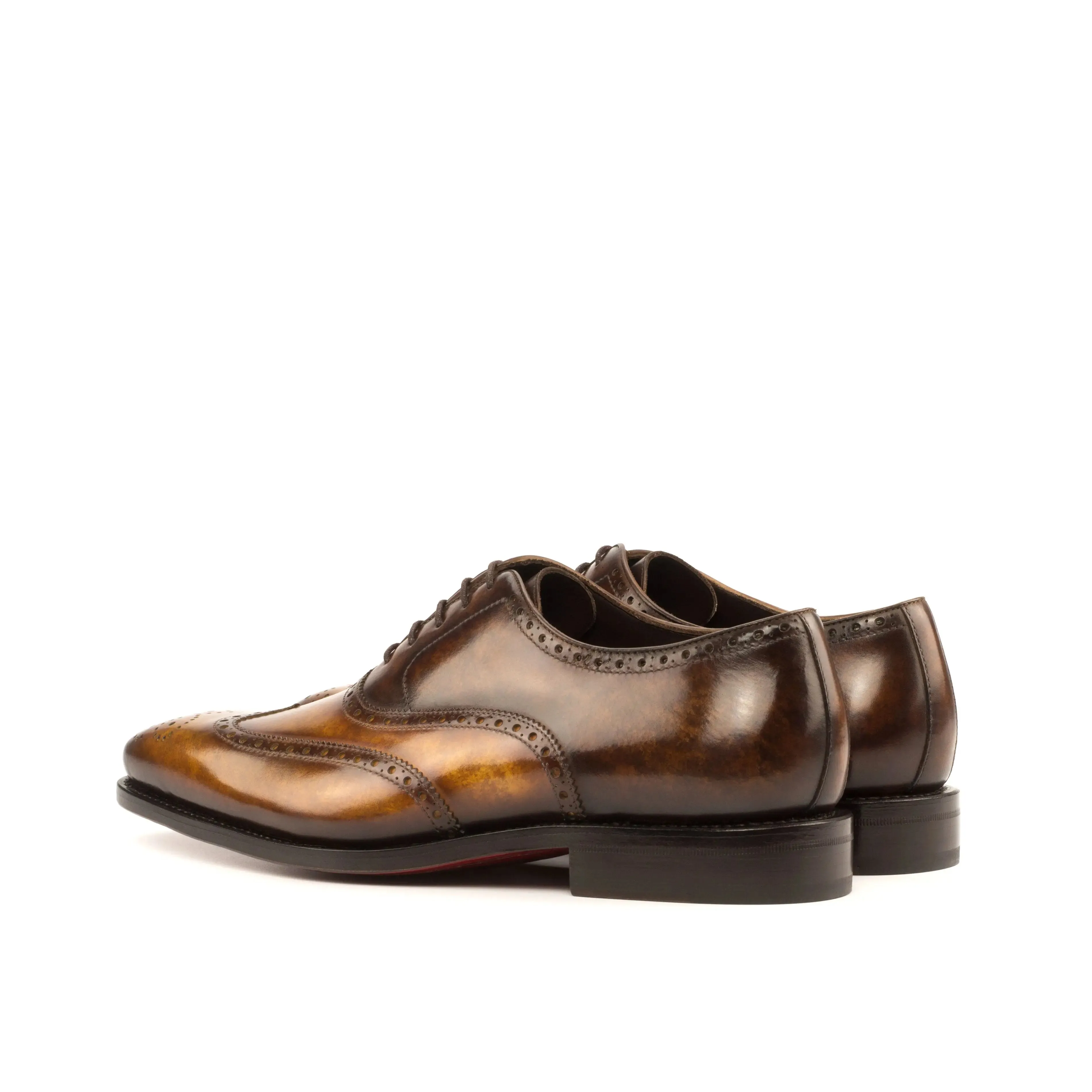 DapperFam Aeron in Cognac / Brown Men's Hand-Painted Patina Full Brogue