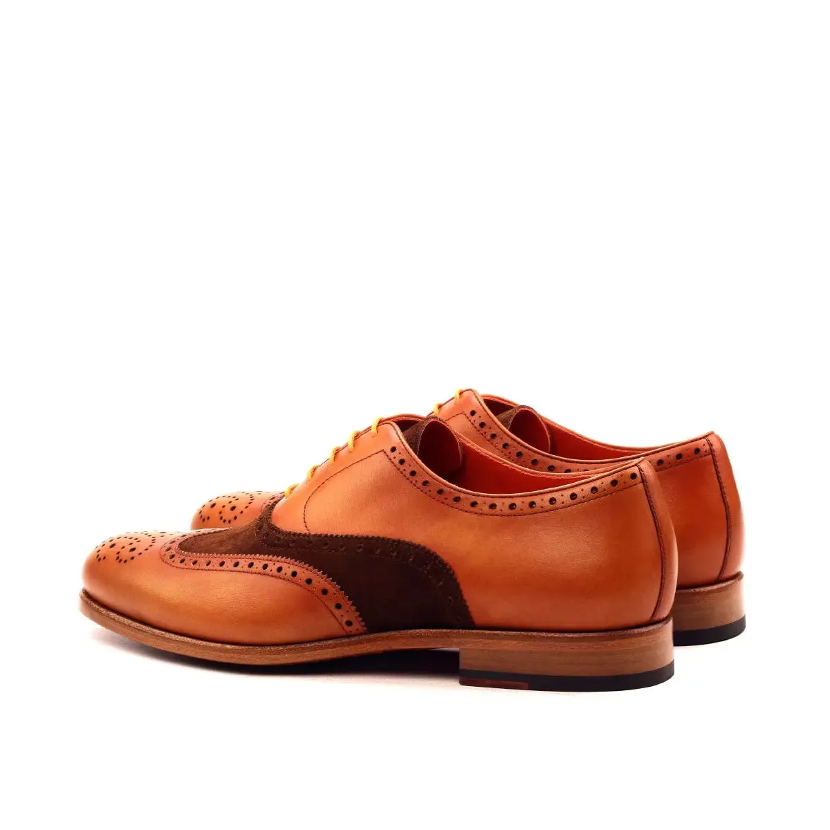 DapperFam Aeron in Med Brown / Cognac Men's Lux Suede & Italian Leather Full Brogue