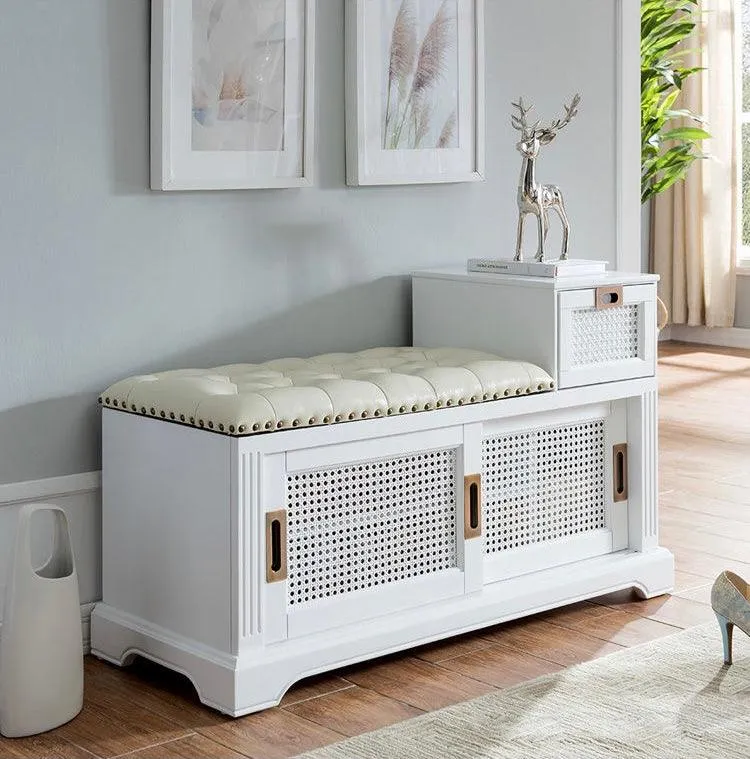 Double shoe cabinet with shoe bench