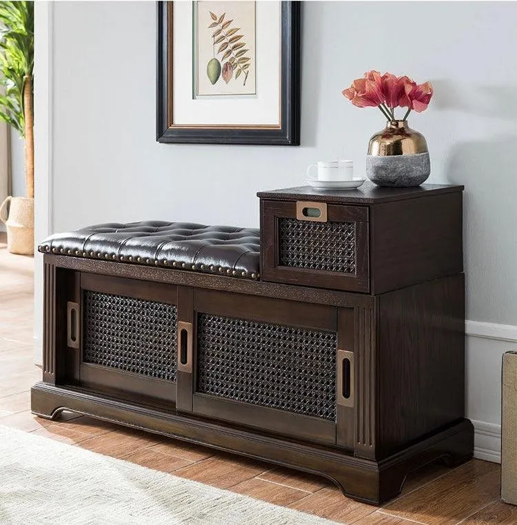 Double shoe cabinet with shoe bench