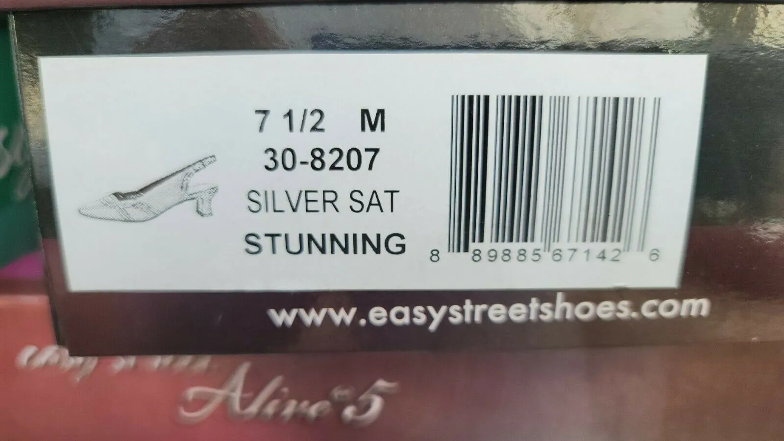 Easy Street Womens stunning Closed Toe Formal Slingback Silver satin Size 7.5M