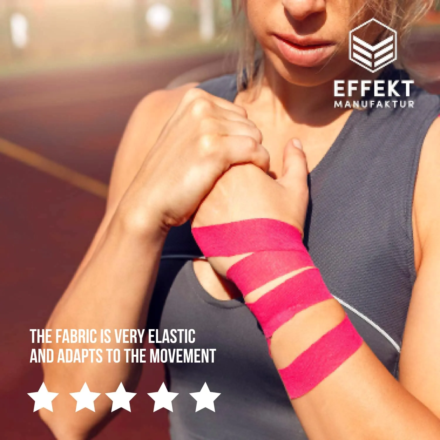 Effekt Manufaktur Pre Cut Kinesiology Tapes Waterproof (10 in x 2 in), 25 Strips - Elastic