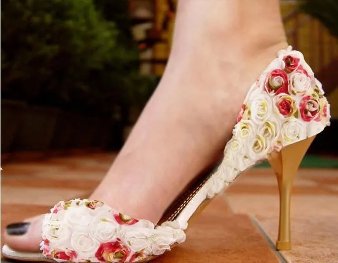 Elegant Flower Lace Women's High Heels Fish Toe Wedding Shoes, SY0102