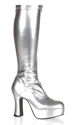 EXOTICA-2000 Silver Patent Gogo Boots