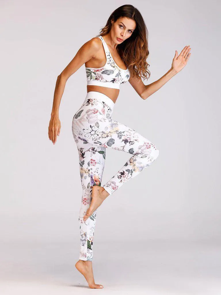 Floral Print Sports Bra With Leggings