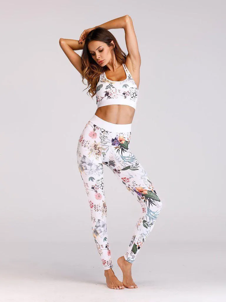 Floral Print Sports Bra With Leggings