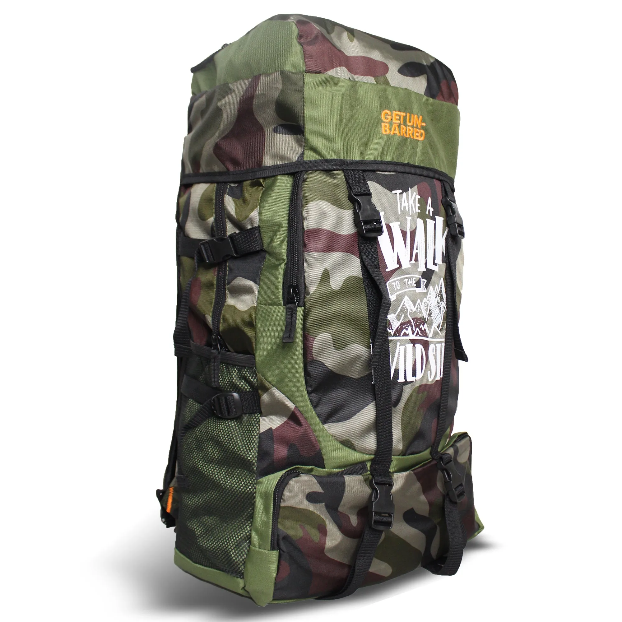 Get Un-barred 55 Ltr Travel Backpack (Camo-Green)