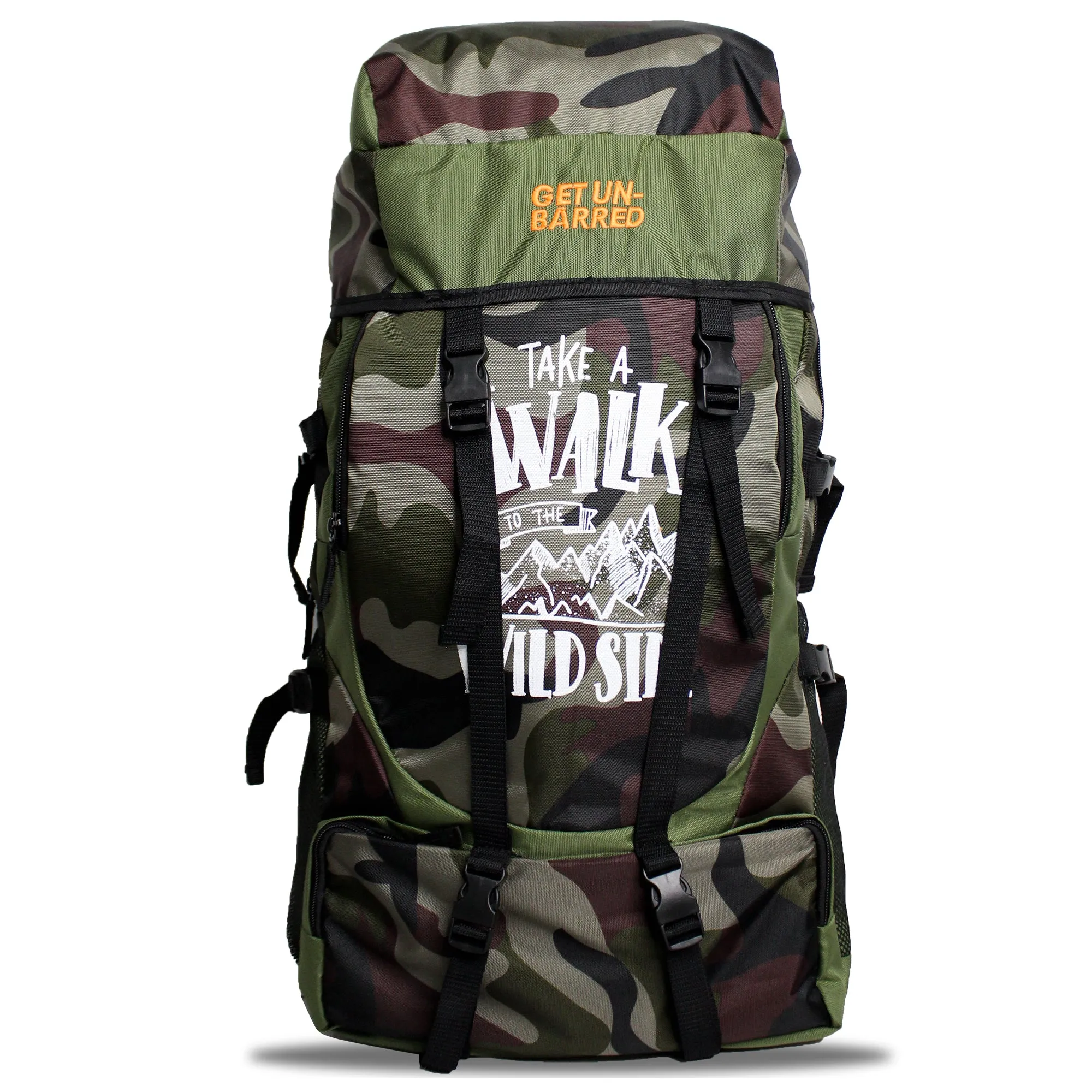 Get Un-barred 55 Ltr Travel Backpack (Camo-Green)