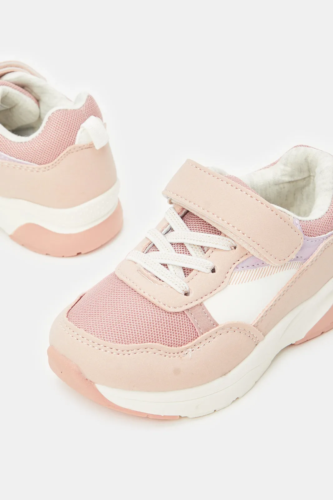 Girls Pink Velcro Sneakers